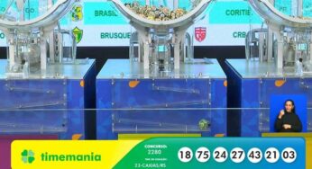 Números do Resultado Timemania 2280: Caixa sorteia R$ 15 milhões nesta terça com Caxias-RS como time do coração