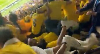 Euforia em gol da Colômbia provoca incidente com torcedores nas íngremes arquibancadas do Estádio Azteca