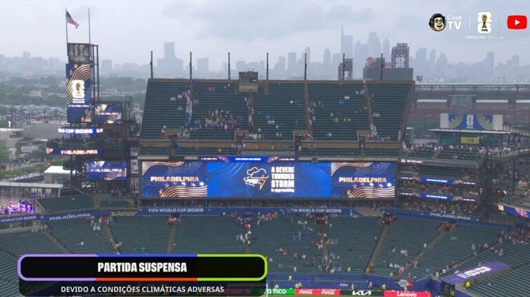 Copa do Mundo 2026: Tempestade na Filadélfia paralisa jogo entre França e Iraque por 30 minutos adicionais