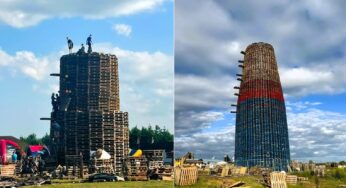 Gigantesca fogueira de mais de 60 metros ergue-se na Irlanda do Norte para celebração histórica