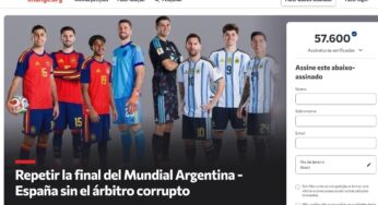 Petição por nova final da Copa entre Argentina e Espanha ganha força com mais de 57 mil assinaturas