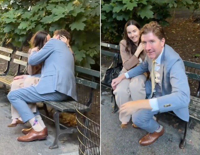 Nathaniel Cullerton, advogado de renome e sócio de prestigiado escritório de Nova York, foi suspenso após ser flagrado beijando colega no Central Park — Foto: Reprodução/TikTok