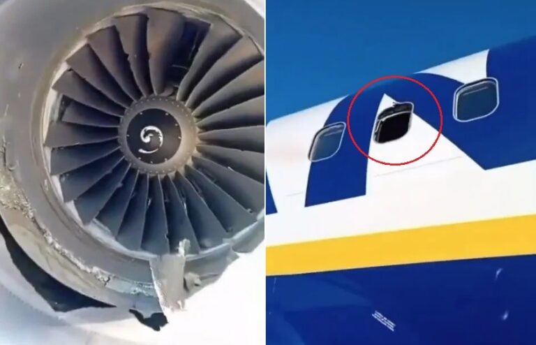 Motor danificado e janela quebrada: passageiro foi sugado durante voo da Ryanair — Foto: Reprodução/X