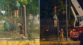 Torcedora é resgatada por guindaste após ficar presa em cerca ao tentar invadir fan zone da Copa do Mundo no México