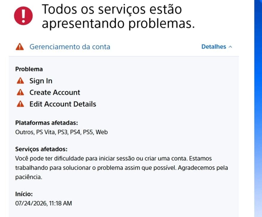 Instabilidade em servidores da Amazon derruba PlayStation Network e frustra milh&otilde;es de jogadores