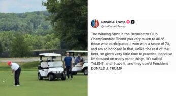 Ex-presidente Donald Trump enfrenta acusações de trapaça em vitória de golfe no próprio clube