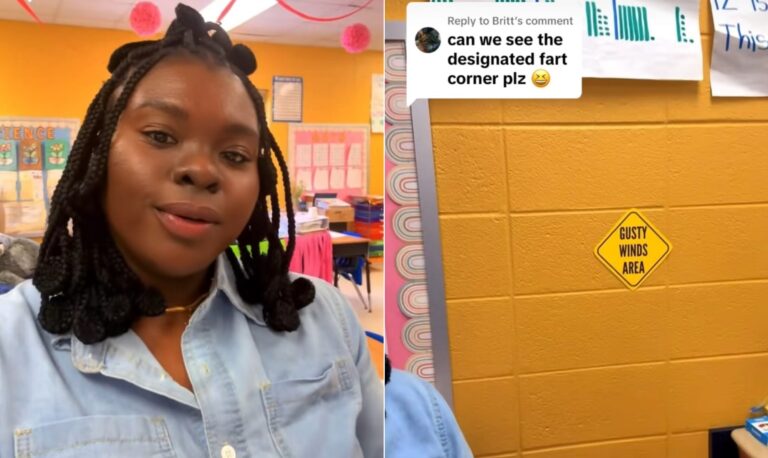 Professora criou o espaço reserva como uma solução para diminuir as interrupções das aulas e acolher as crianças — Foto: Reprodução/TikTok