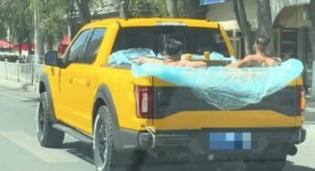 Picape com piscina improvisada é apreendida na China após uso perigoso viralizar