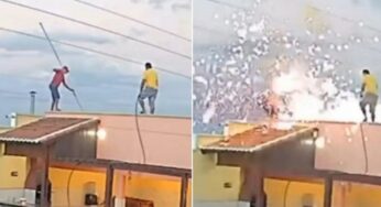 Choque elétrico derruba homem de telhado em Jaguaruana; colega se fere ao tentar socorrer