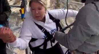 Turista é coagida a salto em cânion de 80 metros na Rússia; vídeo expõe conduta de instrutores