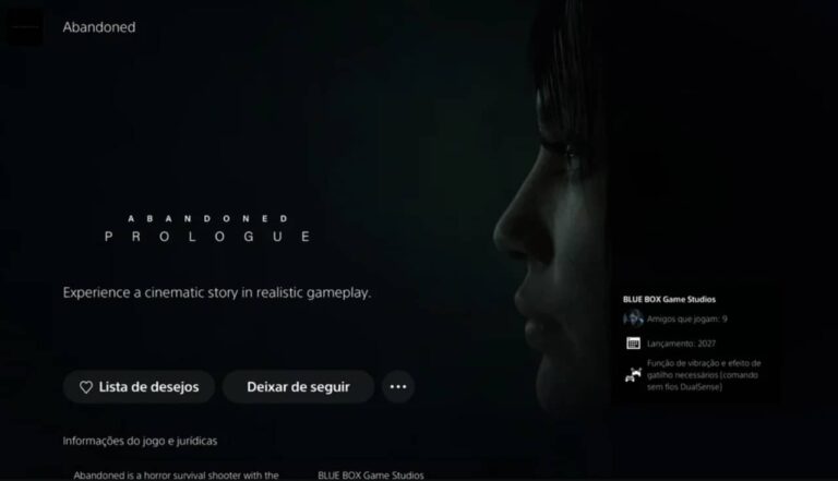 Jogo Abandoned Retorna à PlayStation Store com Previsão de Lançamento para 2027