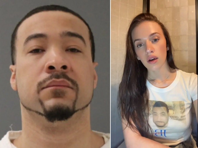 James Broadnax e sua esposa,Tiana Krasniqi — Foto: Reprodução/Texas Department of Criminal Justice; Reprodução/TikTok