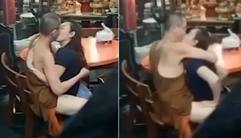 Monge budista Phra Wachirayan Wi e sua amante secreta foram flagrados fazendo sexo dentro de templo na Tailândia — Foto: Reprodução