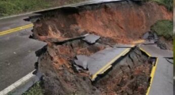 Chuvas intensas atingem quase 15 mil no Paraná e isolam Adrianópolis com cratera em rodovia