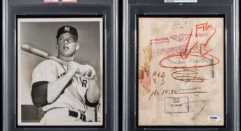 Imagem icônica de Mickey Mantle, base de card de 1952, é vendida por US$ 3 milhões