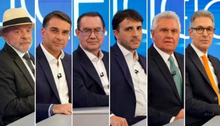Lula, Flávio, Cury, Renan, Caiado e Zema — reprodução Globo