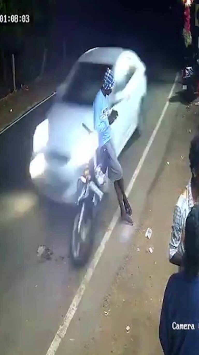 Jovem escapa por um triz de atropelamento, mas moto desgovernada atinge peregrino em Tuticorin, Índia
