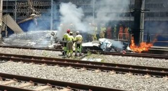 Monomotor cai em pátio do Metrô BH, provoca incêndio e piloto morre em Belo Horizonte